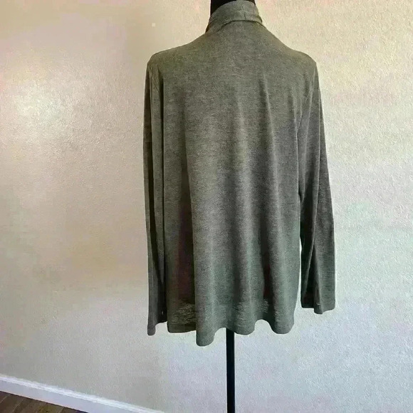 Easywear by Chicos Knit light breezy Cardigan Pocket Moss Hunter Green Women 3 - Picture 5 of 10